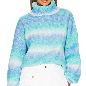 Elegant Blue Gradient Turtleneck Sweater